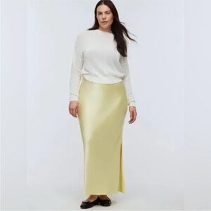 NWT Butter yellow Madewell Satin Maxi Slip Skirt size 12